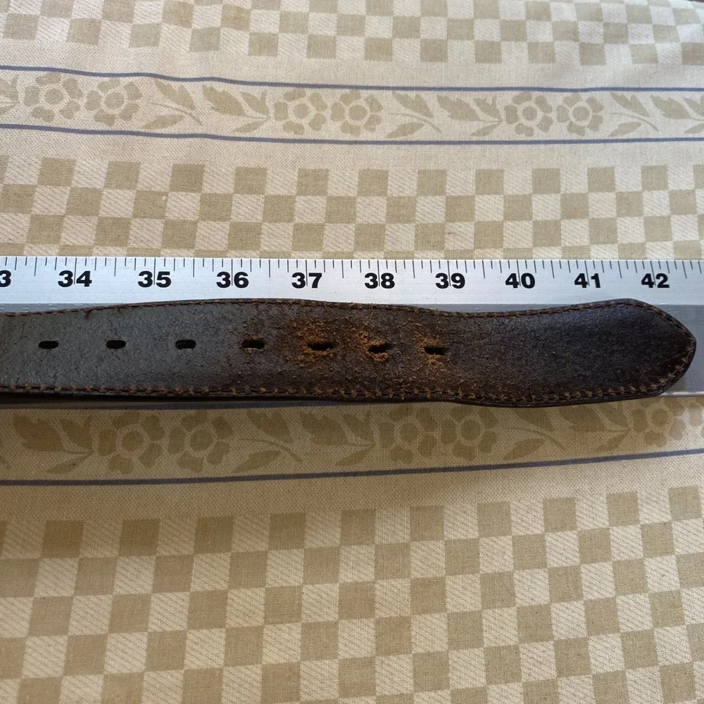 Mens Camo Canvas Belt Genuine Leather Lined Brown Trim Size 36 Hunting Outdoor